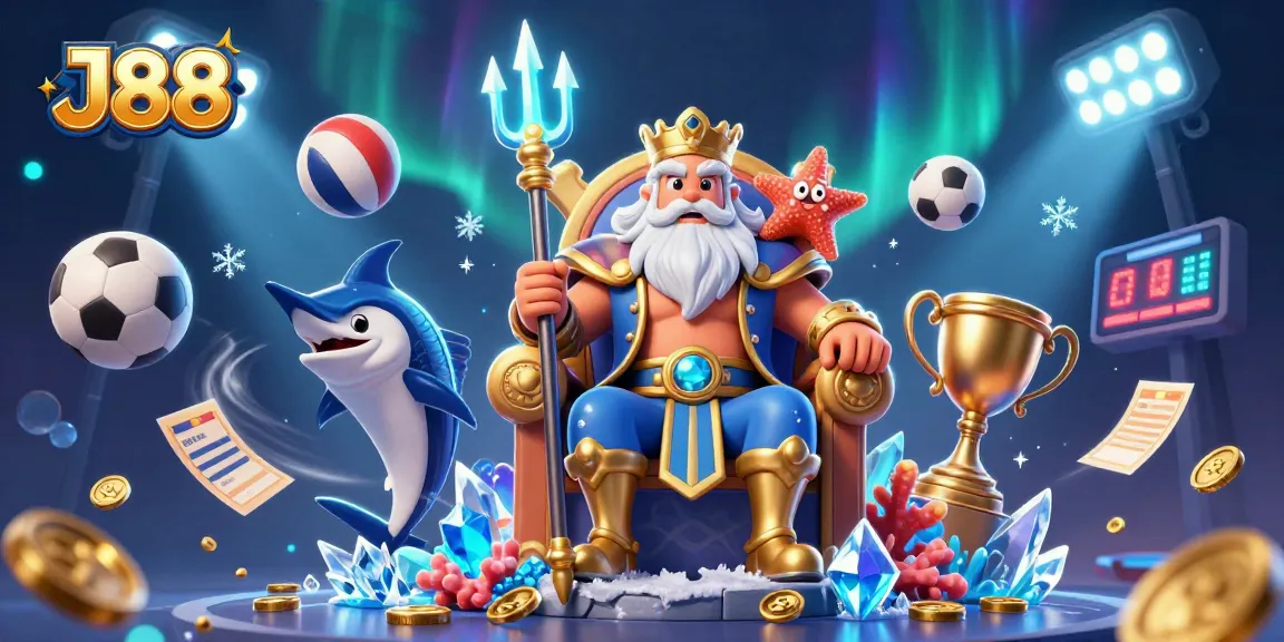 Experience thrilling wins with J88 at this vibrant 3D casino scene!