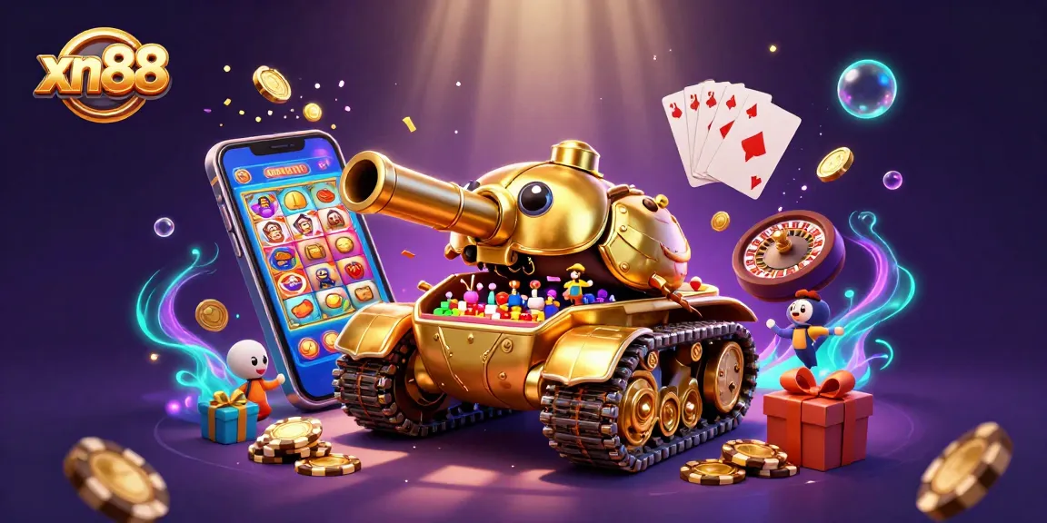 Experience captivating gameplay at xn88 with a vibrant casino scene filled with dynamic slot games, confetti, and coins.