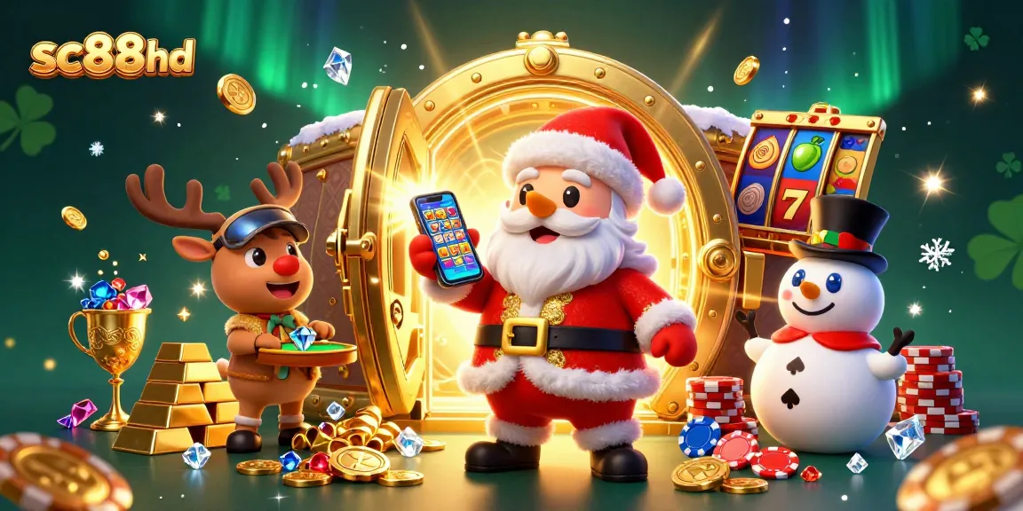 Spin the slots with sc88hd as Santa and friends celebrate casino jackpots and treasures.