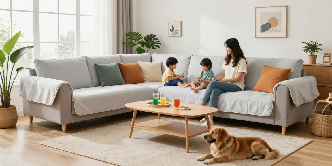 Bescherming voor je bank met een stijlvolle hoes in een gezellige woonkamer.