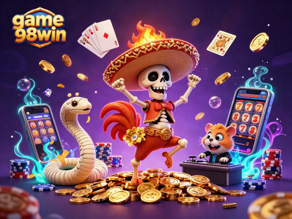 Join the fun with game 98win as a skeleton mariachi celebrates on golden coins.