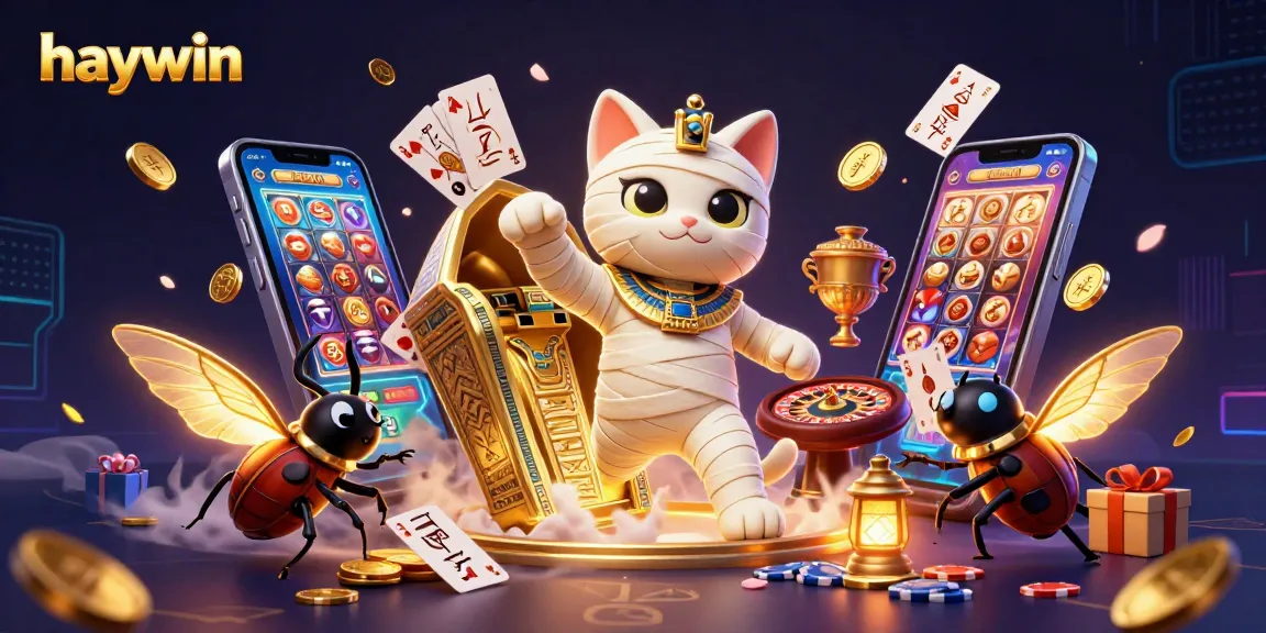 Experience thrilling slots action at haywin with vibrant Egyptian-themed 3D illustration.