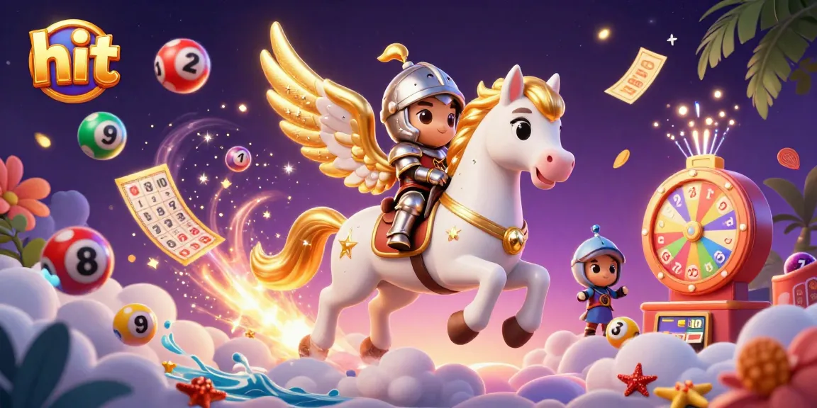 Experience the thrill of hitting big with vibrant lottery elements, a magical horse, and gaming fun.