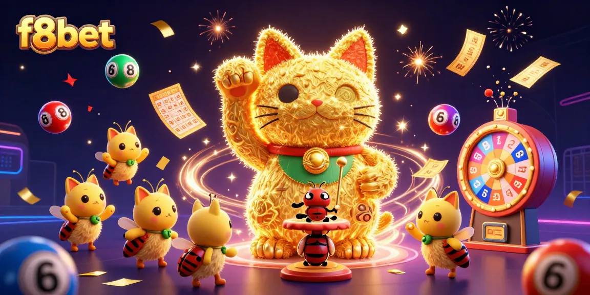 Experience thrilling wins with f8bet's vibrant casino elements in a captivating illustration.