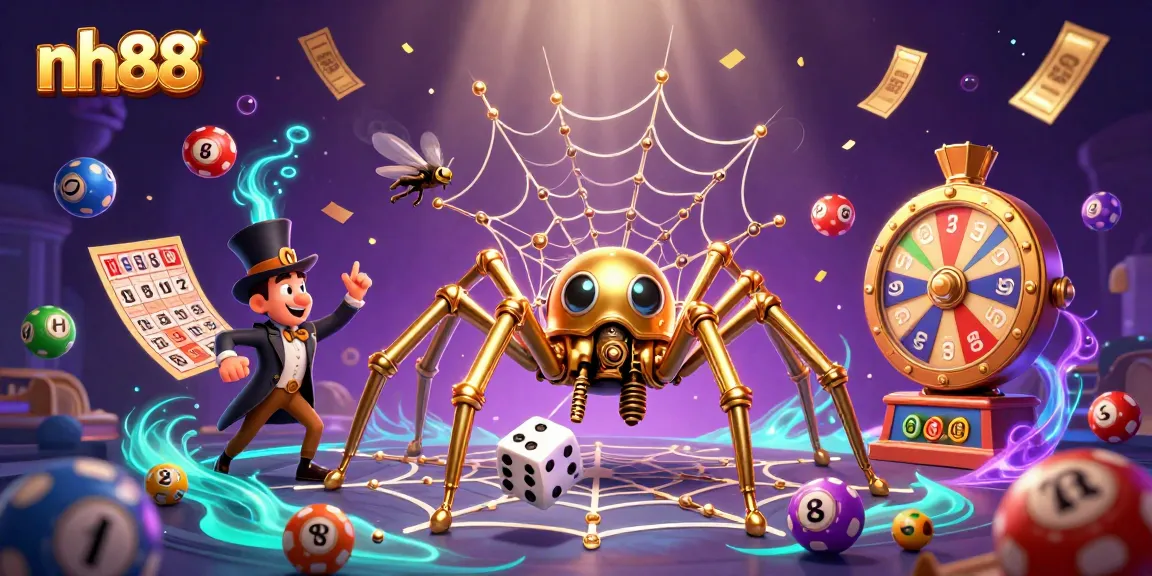 Experience the thrill of gambling at nh88 with vibrant games and lucky moments in a dynamic illustration.