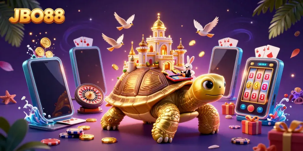 Experience the vibrant thrill of JBO88 with a turtle casino and dynamic game elements.