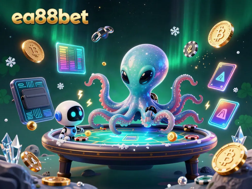 Join the excitement at ea88bet with a vibrant alien poker scene featuring animated characters and cosmic elements.