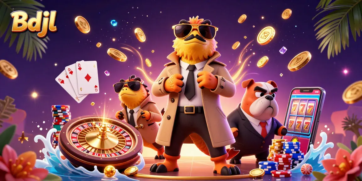 Engage in thrilling gameplay with Bdjl featuring raptors in disguise at a vibrant casino scene.