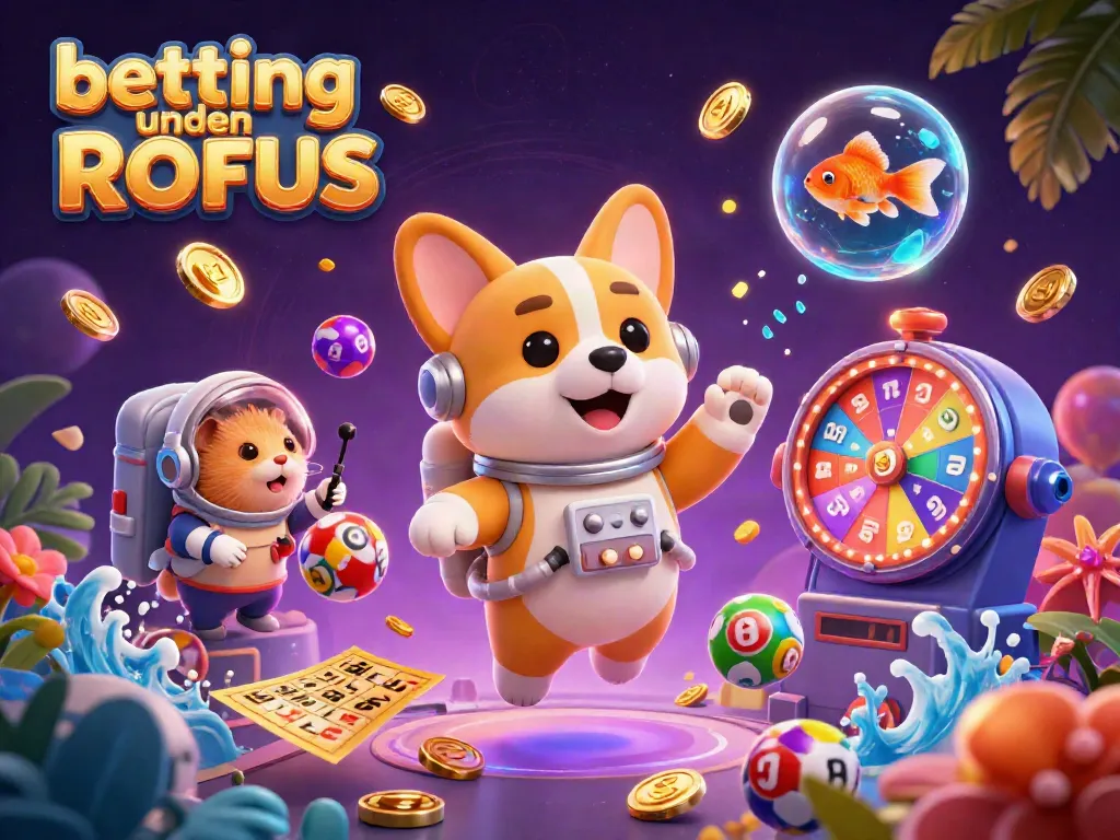 Experience the thrill of betting uden ROFUS with playful characters in a vibrant space casino.
