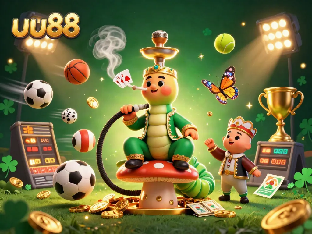 uu88 captures thrilling bets with a vibrant 3D casino scene featuring dynamic sports elements.