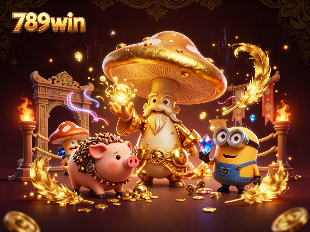Engage in thrilling games with 789win surrounded by magical treasures and vibrant casino elements.
