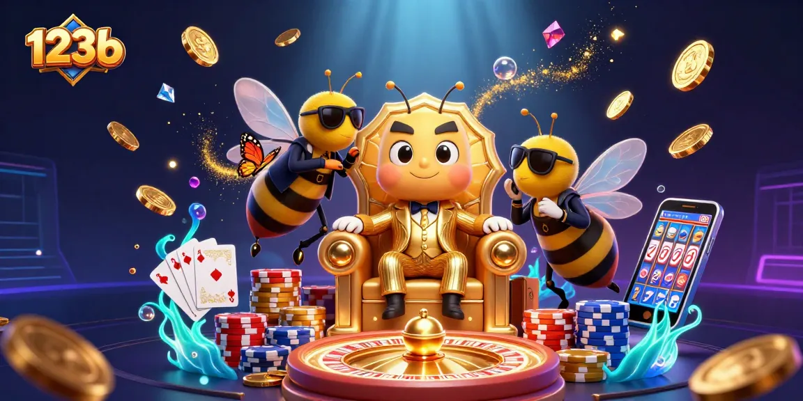 Experience 123b's exciting casino environment with animated characters and vibrant game elements.