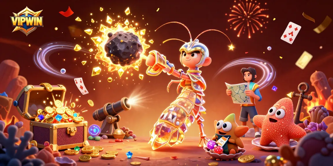 Engage in exciting gameplay at VIPWIN with dynamic scenes of casino elements and thrilling characters.