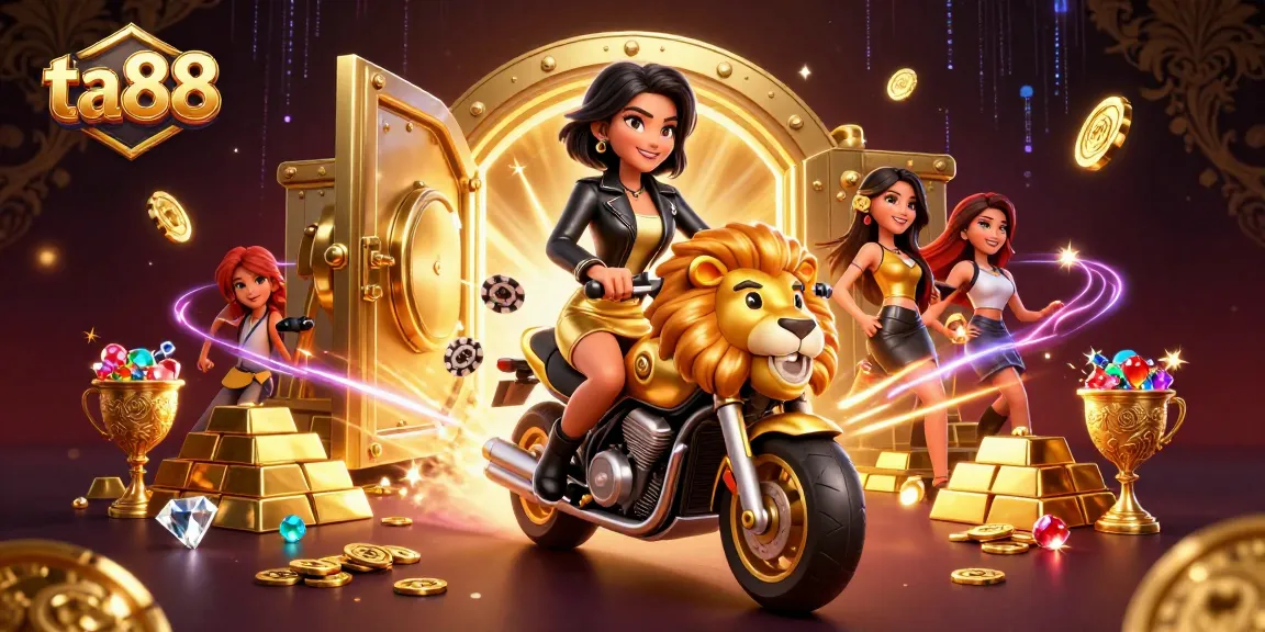 Experience thrilling bets at ta88 with vibrant visuals of gaming characters and treasures in action.