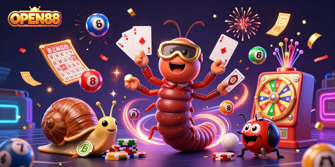 Experience the vibrant gaming atmosphere at OPEN88 with colorful lottery balls and an exciting dealer scene.