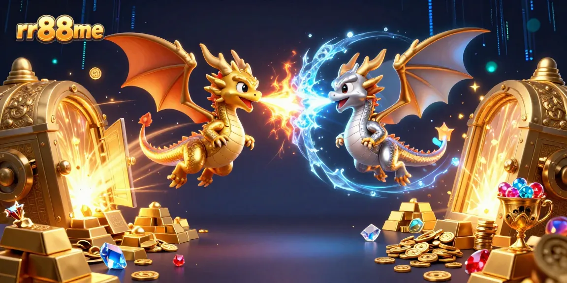 Experience thrilling gameplay with rr88me's dynamic casino illustration featuring legendary dragons and treasures.
