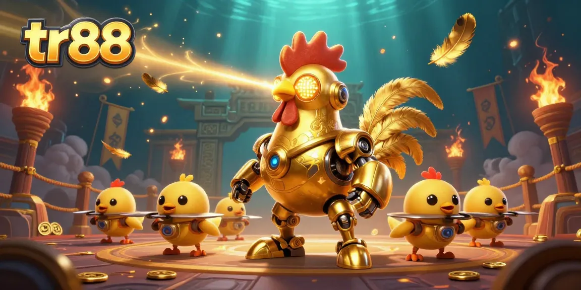 Experience the thrill of gaming at tr88 with our vibrant casino illustration featuring exciting combat and golden elements.