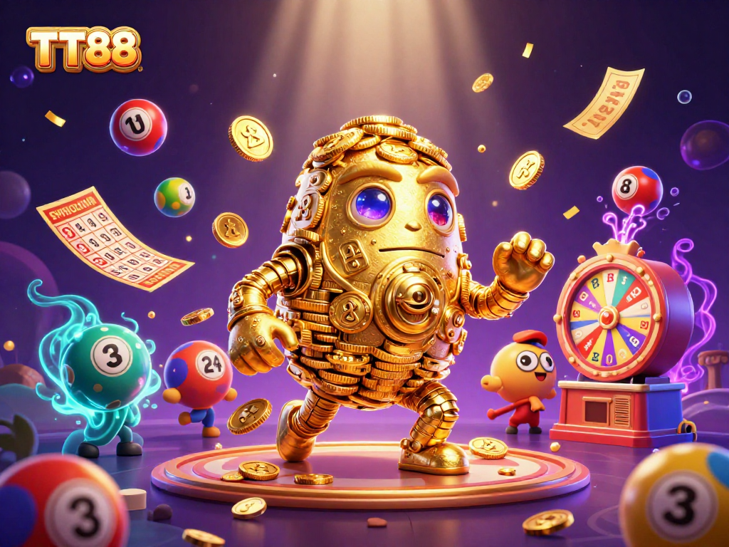 Experience TT88 with a vibrant casino scene filled with dynamic gaming elements and engaging visuals.