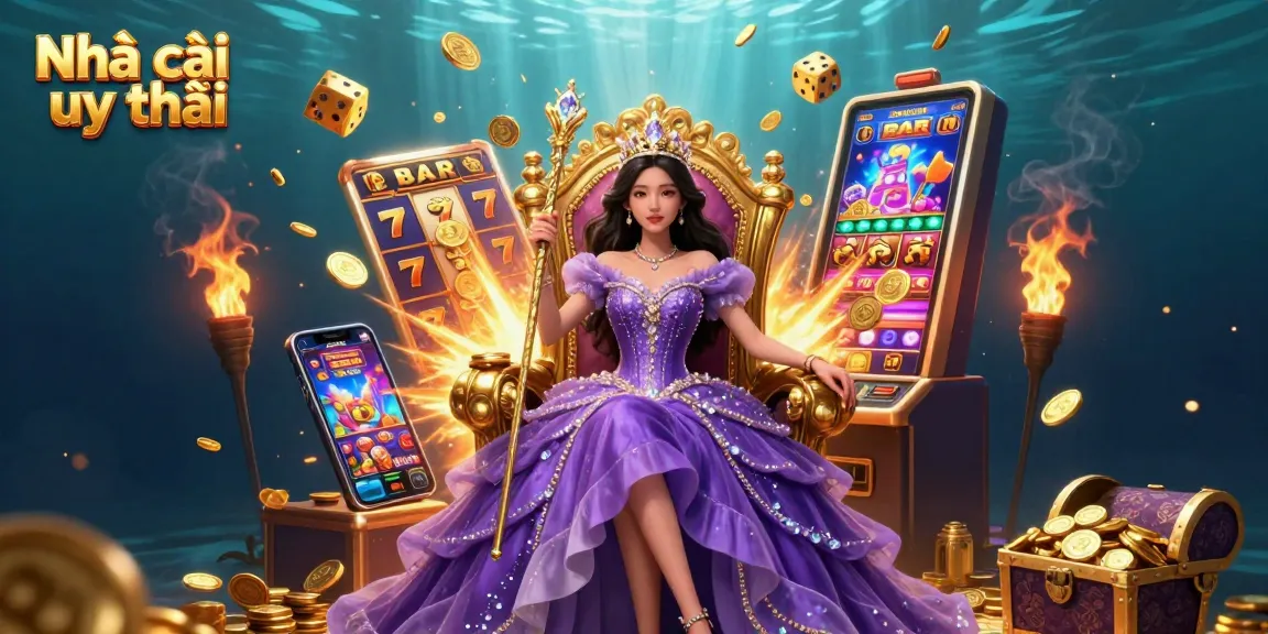 Experience the charm of Nhà cái uy tín with this stunning 3D digital illustration celebrating casino gaming.