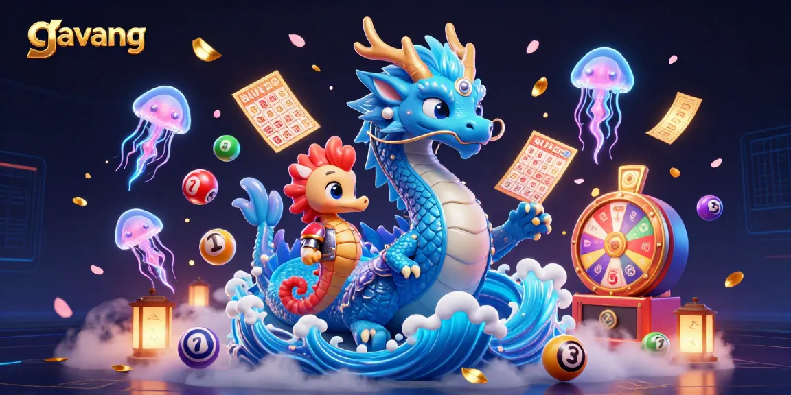 Experience the thrill of gambling with Gavang, featuring a majestic water dragon amidst vibrant gaming elements.