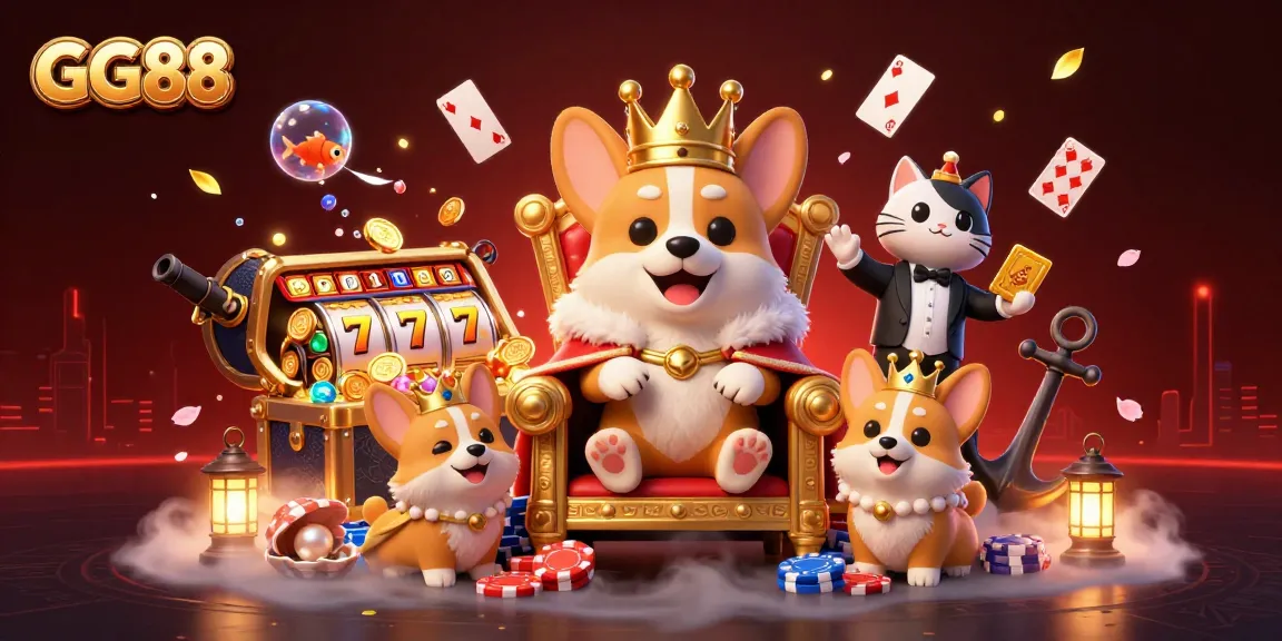 Engage with GG88 for a thrilling online casino experience featuring 3D characters in a vibrant gaming scene.