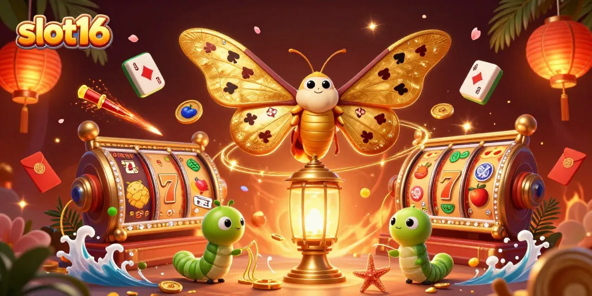 Experience the excitement of slot16 with vibrant 3D illustrations of casino elements and characters.
