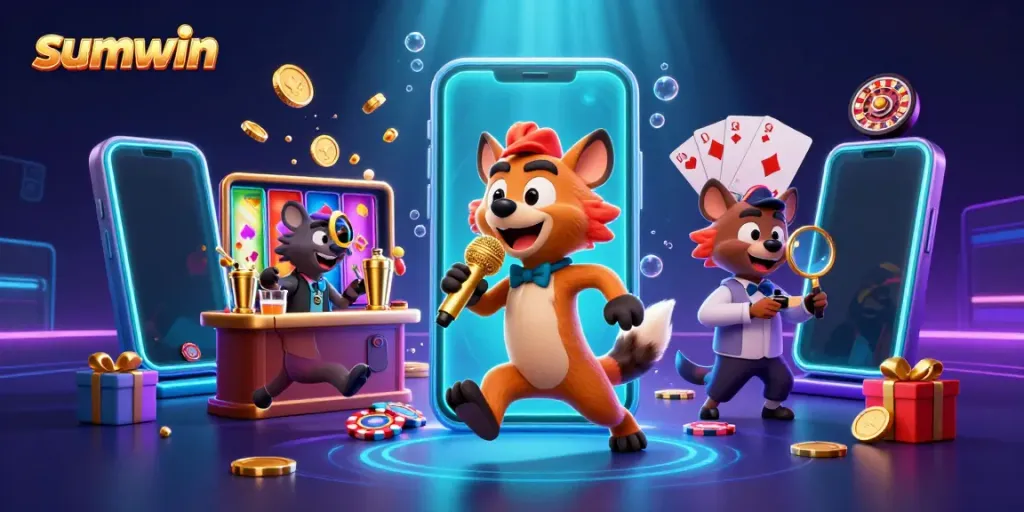 Engage with the exciting world of sumwin at a vibrant casino featuring hyenas, gold coins, and thrilling games.
