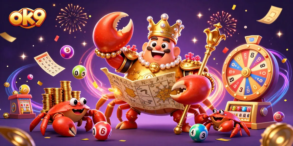 Experience thrilling games at ok9 with a 3D golden crab emperor amidst lottery excitement and dynamic gameplay.