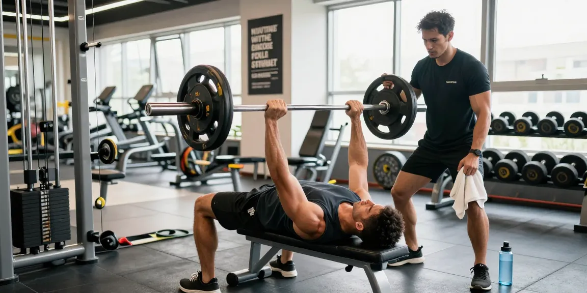 Prime Pharma Steroïden Winkel met bodybuilder die gewichtheffen in een moderne sportschool.