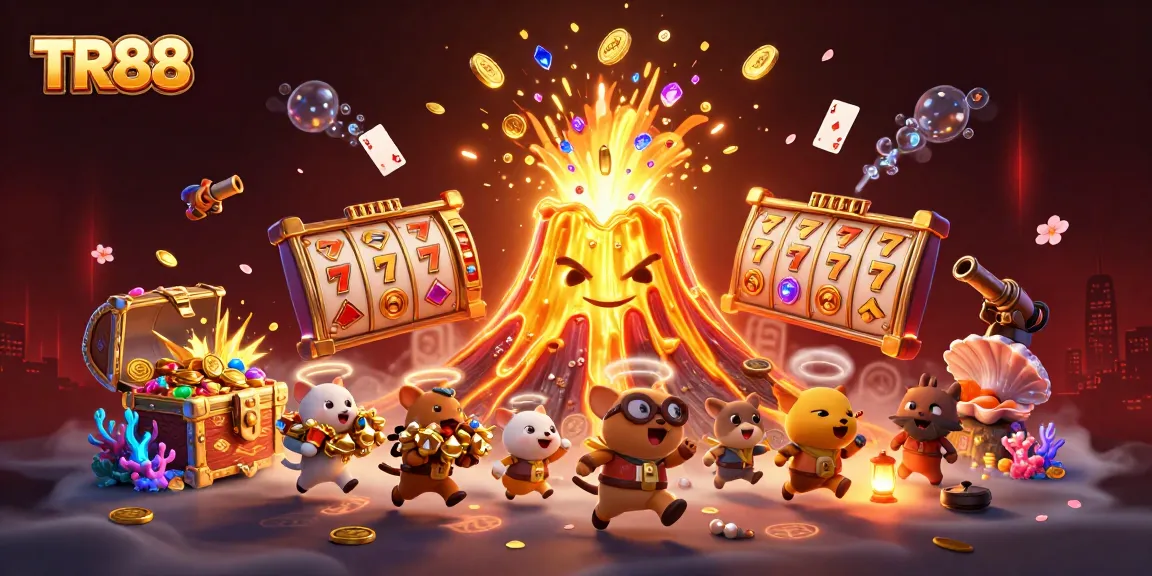 TR88 showcases an exhilarating casino atmosphere with golden treasures and dynamic gaming scenes.