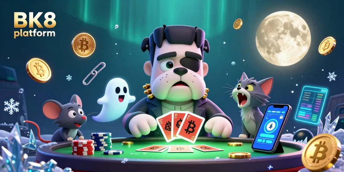 Experience excitement with BK8 platform's interactive gaming scene featuring vibrant 3D characters and crypto elements.