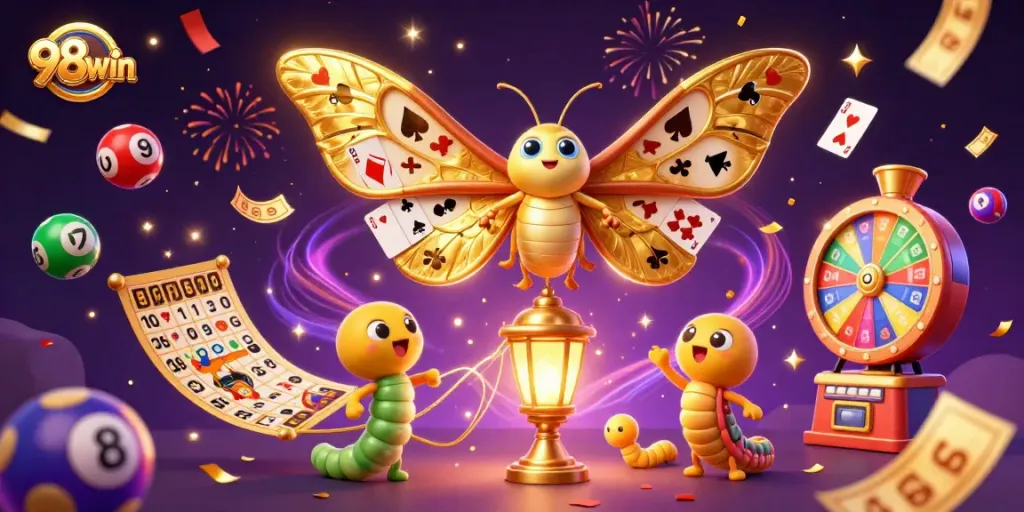 Experience 98win's thrilling casino action with colorful elements and vibrant scenes.