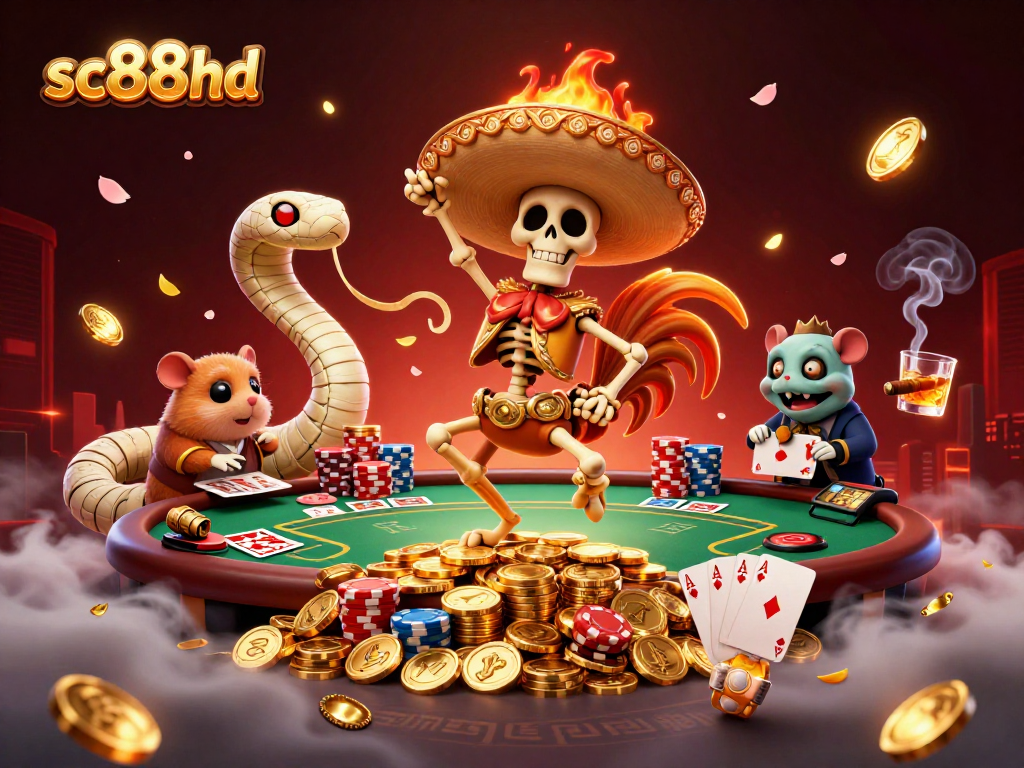 Experience the vibrant casino energy at sc88hd with cartoon characters bringing luck and excitement.
