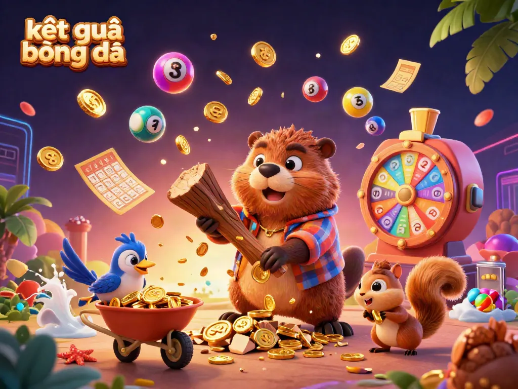 Experience real-time kết quả bóng đá excitement with cartoon characters and colorful gaming elements.