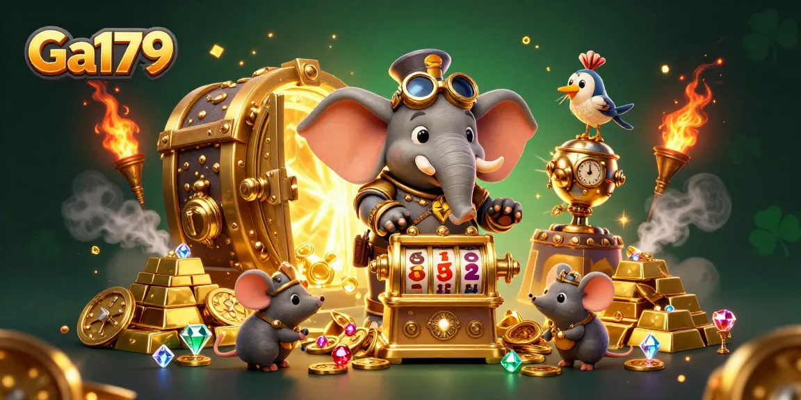 Experience thrilling slot action at Ga179 with steampunk elements and golden treasures!