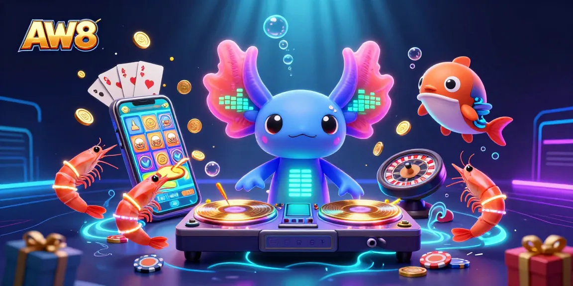 AW8 captivates with vibrant casino elements in this dynamic 3D underwater scene.