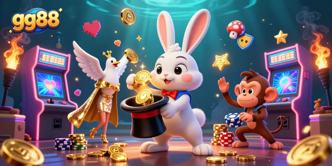 Experience thrilling gaming action with gg88, featuring a magical scene of casino fun.