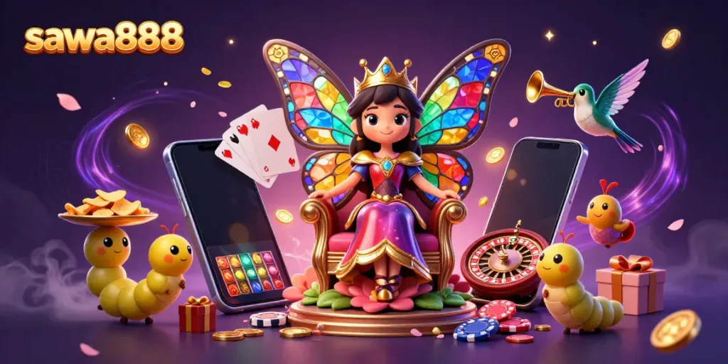 Experience exciting spins and wins with sawa888, featuring colorful slot games and vibrant casino elements.