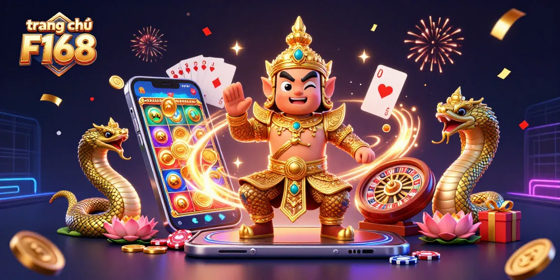 Experience vibrant gameplay at trang chủ F168 with a dynamic 3D casino illustration showcasing thrilling elements.
