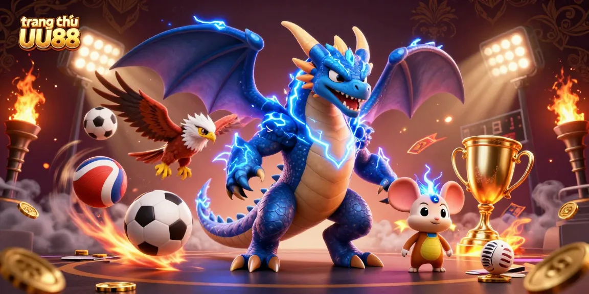 Experience excitement at trang chủ UU88 with dynamic 3D casino characters and elements immersed in bright action.