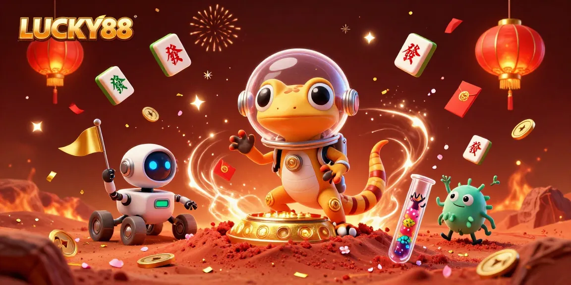 LUCKY88 offers epic adventures in this vibrant casino-themed illustration showcasing exciting game elements.