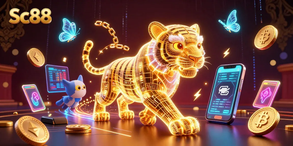 Experience the thrill of Sc88, where a golden tiger embodies the excitement of the casino world.