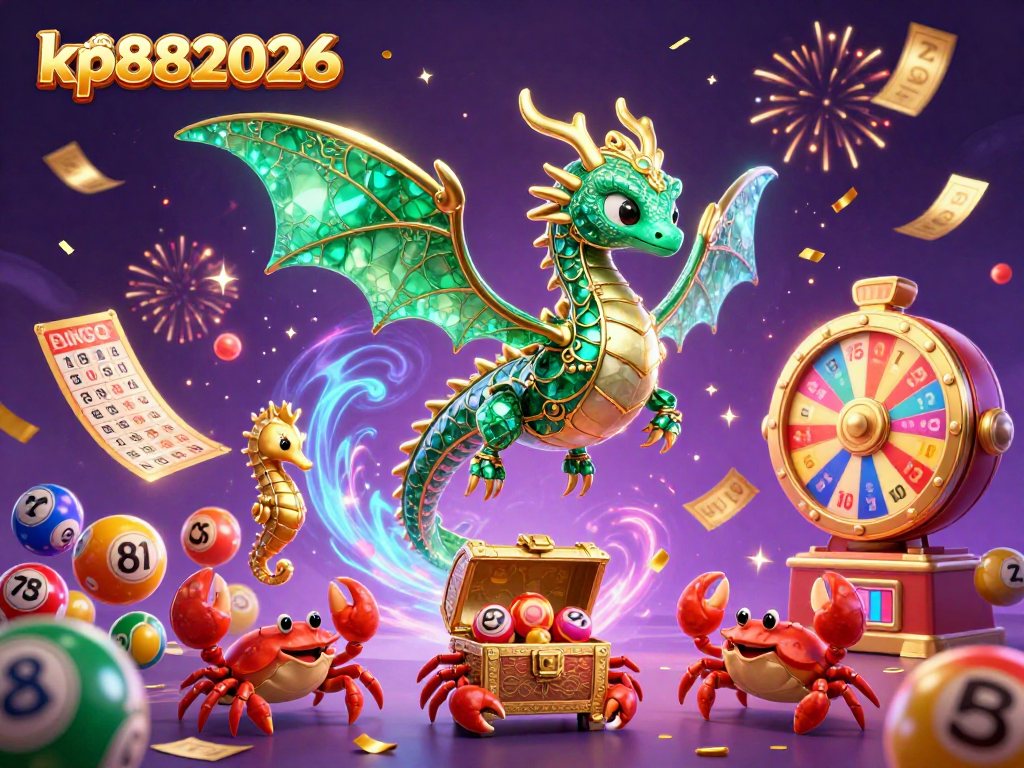 Engage in thrilling games at kp882026, surrounded by vibrant lottery and prize elements.