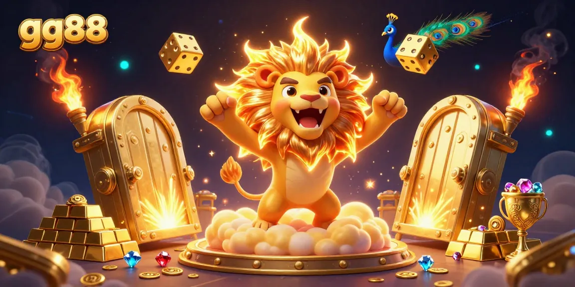 Experience winning moments at gg88 with vibrant 3D casino art illustrating thrilling games and golden treasures.