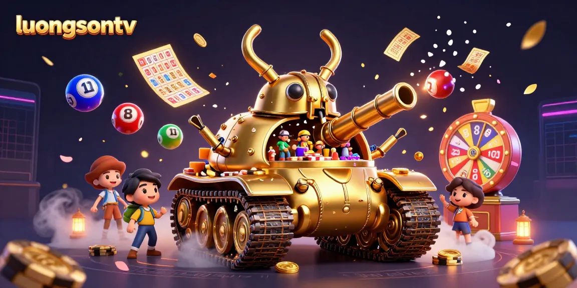 Join the excitement of luongsontv with a vibrant 3D casino scene, packed with dynamic lottery elements.