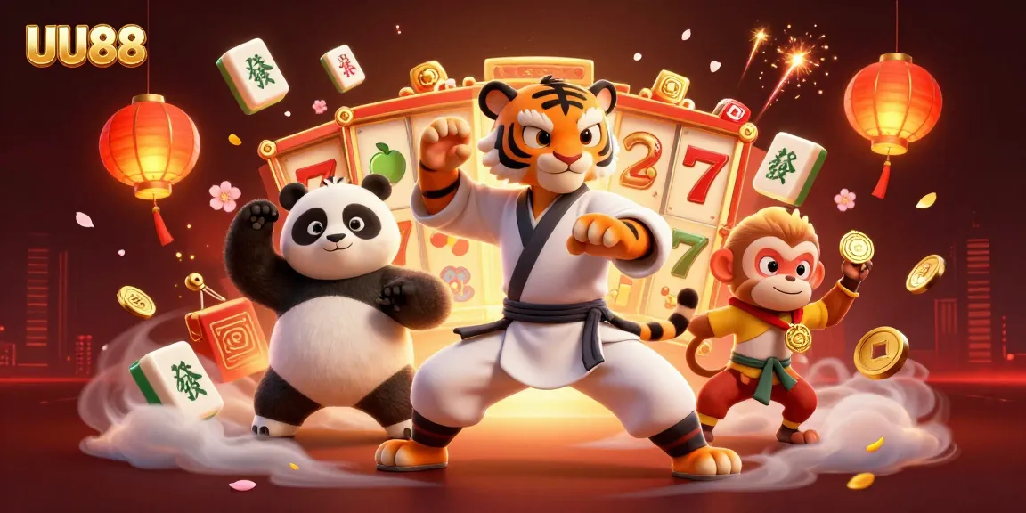 Engage with UU88's dynamic gambling action featuring vibrant 3D characters and casino elements.