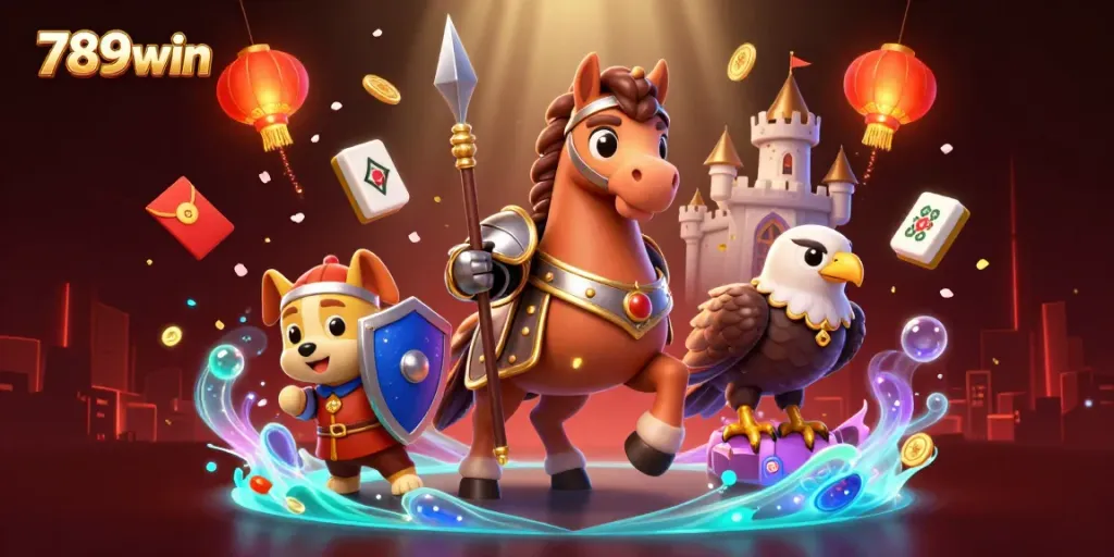 Engage with 789win in this immersive 3D casino scene featuring vibrant elements of fortune.