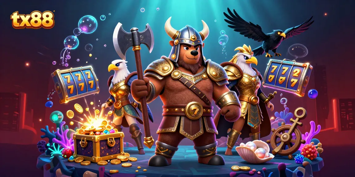 tx88 offers thrilling payouts with slot machine adventures featuring vibrant Viking characters.