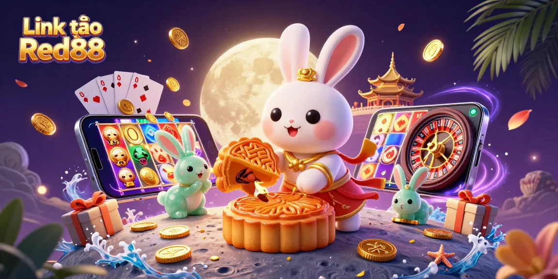 Experience the excitement of Link vào Red88 with vibrant casino imagery featuring poker chips and games.
