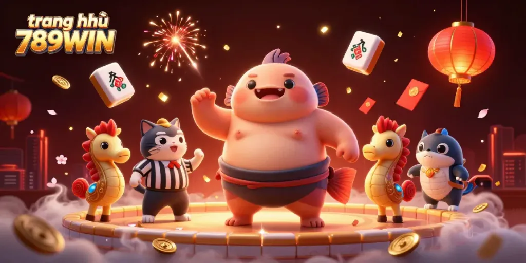 Engaging illustration of trang chủ 789WIN, featuring a lively underwater casino scene with characters celebrating.